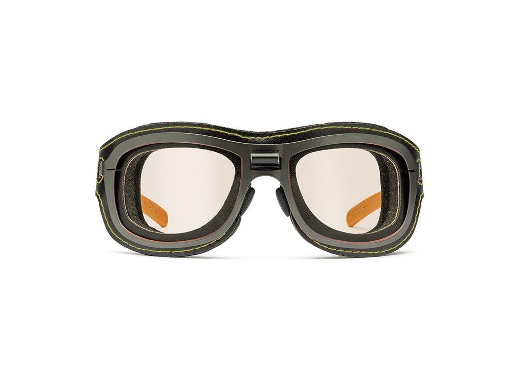 Dettaglio Special Custom Rutenio Lente Ambra mascherina Nero Verde frontale