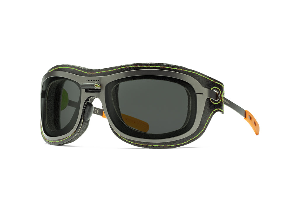Dettaglio Special Custom Rutenio Lente Fumo mascherina Nero Verde laterale