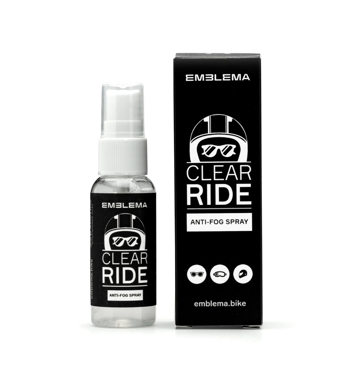 kit antiappanante clear ride composto da spray antifog e 3 panni asciutti